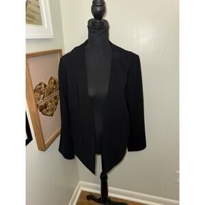 Talbots Black Open Front Blazer Jacket Size 14 Lined Professional Work NWT